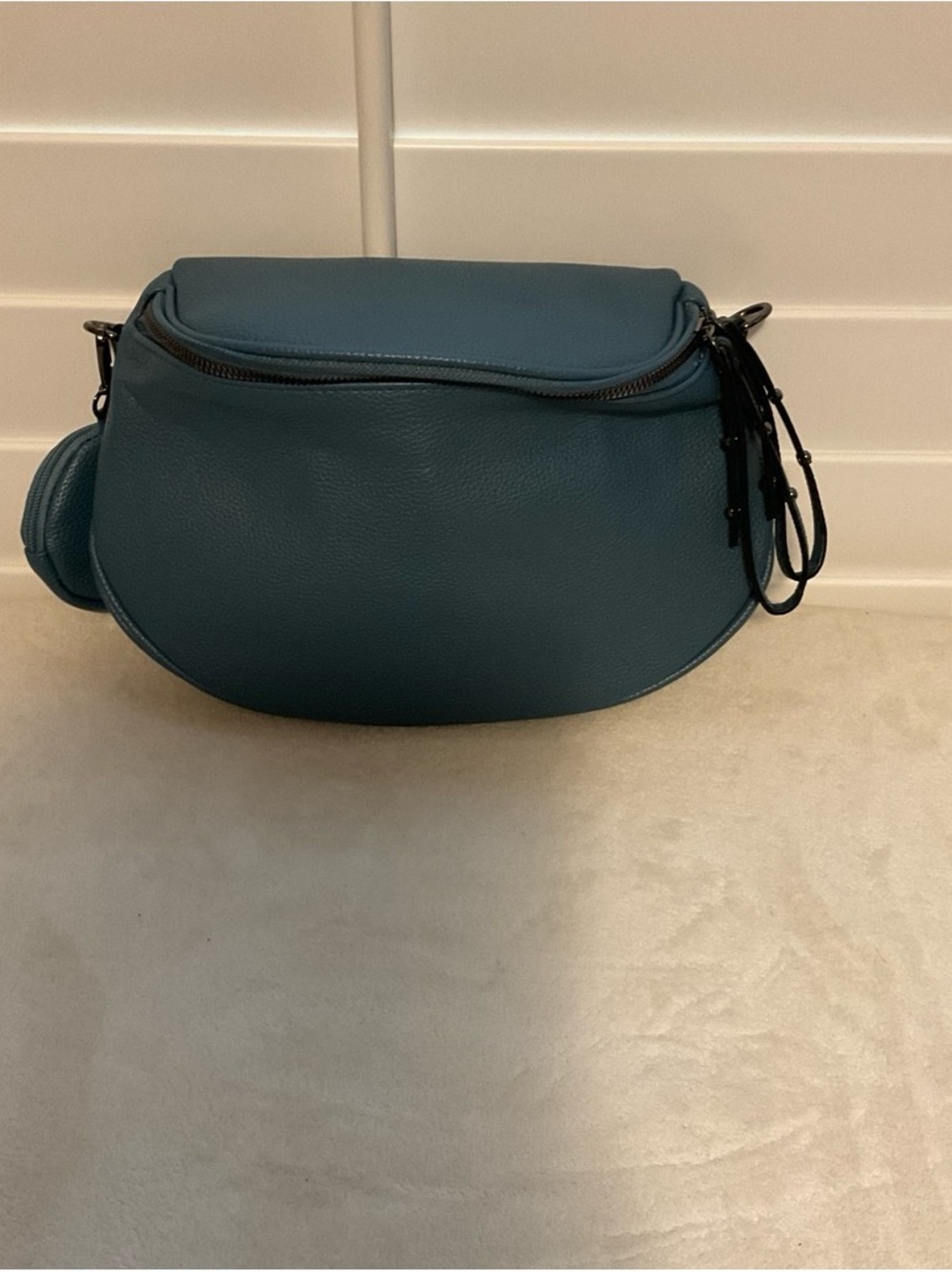 Structured Teal Leather Crossbody Bag for Women